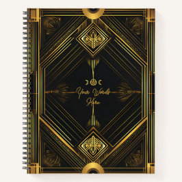 Create Your Own Golden Art Deco Style Black Notitieboek