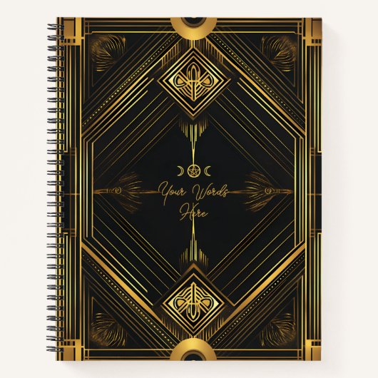 Create Your Own Golden Art Deco Style Black Notitieboek (Voorkant)
