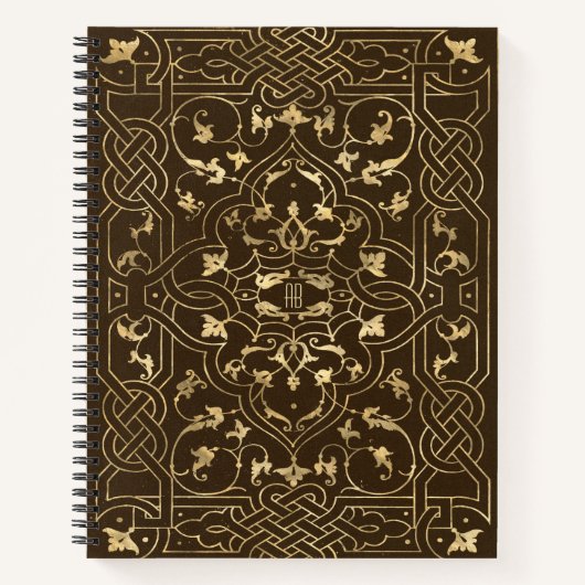Create Your Own Golden Celtic Knotwork Brown Notitieboek (Voorkant)
