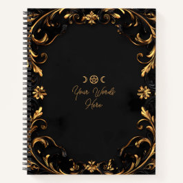 Create Your Own Golden Flowers & Flourishes Black Notitieboek