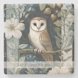 Create Your Own Golden Owl Floral Botanical Stenen Onderzetter