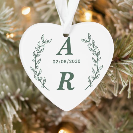 Create Your Own Green Monogram Wedding Favor Ornament (Boom)