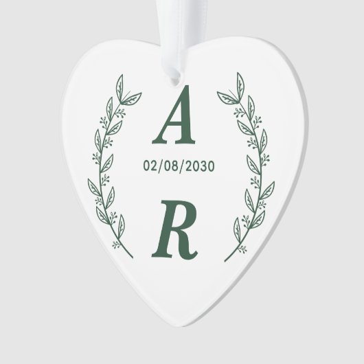 Create Your Own Green Monogram Wedding Favor Ornament (voorkant)