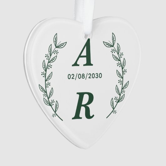 Create Your Own Green Monogram Wedding Favor Ornament (voorkant)