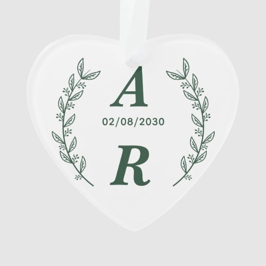 Create Your Own Green Monogram Wedding Favor Ornament (achterkant)