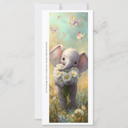 Create Your Own Happy Daisy Elephant Bookmark Card (Voorkant)