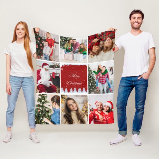 Create Your Own Holiday Photo Collage Fleece Deken (In situ)