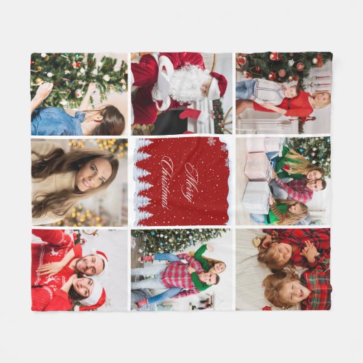 Create Your Own Holiday Photo Collage Fleece Deken (Voorkant (Horizontaal))