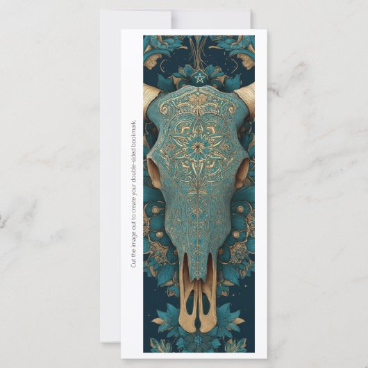 Create Your Own Horned Skull Mandala Bookmark Card (Voorkant)