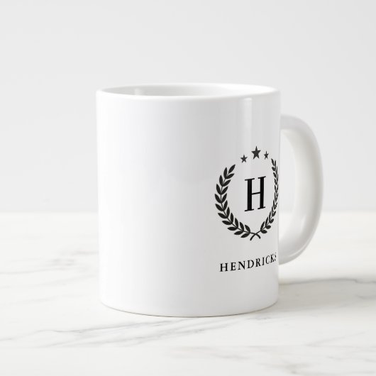 Create Your Own Intel Monogram With Laurel wreaths Grote Koffiekop (Voorkant rechts)