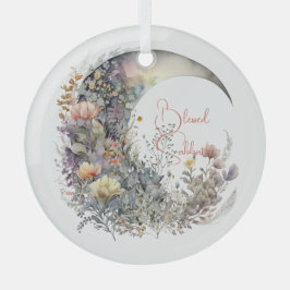 Create Your Own Iridescent Floral Crescent Moon Glas Ornament