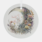 Create Your Own Iridescent Floral Crescent Moon Glas Ornament (Achterkant)