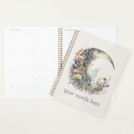 Create Your Own Iridescent Floral Crescent Moon Planner