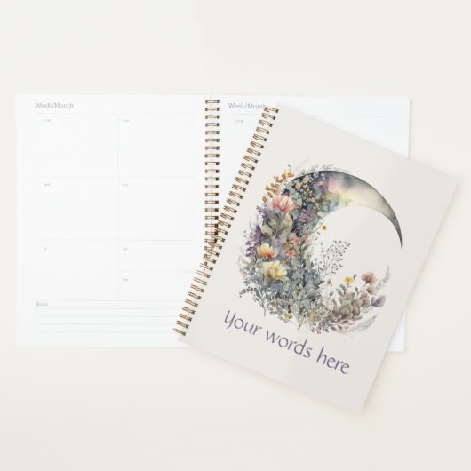 Create Your Own Iridescent Floral Crescent Moon Planner (Display)