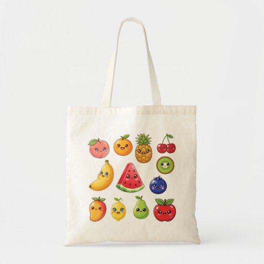Create Your Own Kawaii Fruit Pattern Tote Bag (Voorkant)
