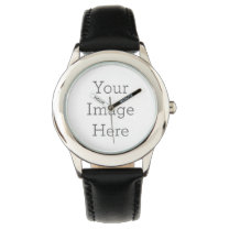 Create Your Own Kid's Black Leather Strap Watch Horloge