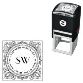 Create Your Own Leafy Monogram Return Address Zelfinktende Stempel (In situ)