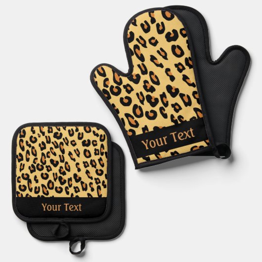 Create Your Own Leopard Skin Pattern Ovenwant & Pannenlap Set (Voorkant / Achterkant)