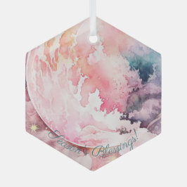 Create Your Own Lunar Love Magic Cloudy Pink Moon Glas Ornament