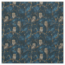 Create Your Own Magical Blue Gold Winter Owls Stof