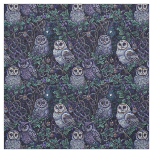 Create Your Own Magical Knotted Vines Owls Stof (Swatch)