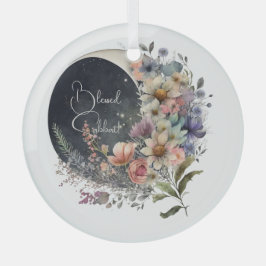 Create Your Own Midnight Floral Crescent Moon Glas Ornament
