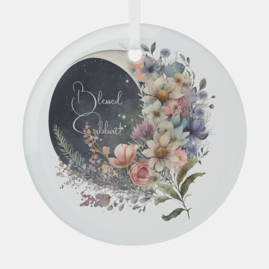Create Your Own Midnight Floral Crescent Moon Glas Ornament (Voorkant)