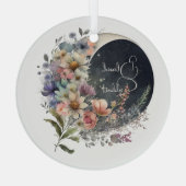 Create Your Own Midnight Floral Crescent Moon Glas Ornament (Achterkant)