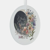 Create Your Own Midnight Floral Crescent Moon Glas Ornament (Voorkant Rechts)