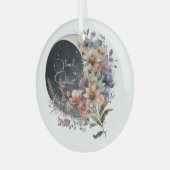 Create Your Own Midnight Floral Crescent Moon Glas Ornament (Voorkant links)
