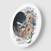 Create Your Own Midnight Floral Crescent Moon Grote Klok (Hoek)