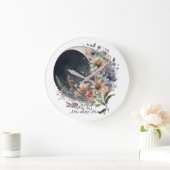 Create Your Own Midnight Floral Crescent Moon Grote Klok (Huis)
