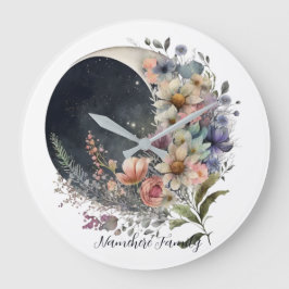Create Your Own Midnight Floral Crescent Moon Grote Klok