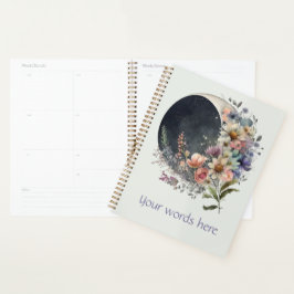 Create Your Own Midnight Floral Crescent Moon Planner
