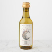 Create Your Own Midnight Floral Crescent Moon Wijn Etiket (Voorkant)