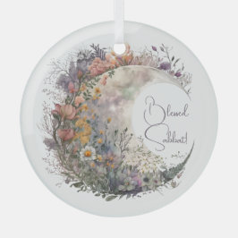 Create Your Own Misty Spring Floral Crescent Moon Glas Ornament