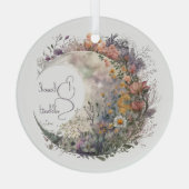 Create Your Own Misty Spring Floral Crescent Moon Glas Ornament (Achterkant)