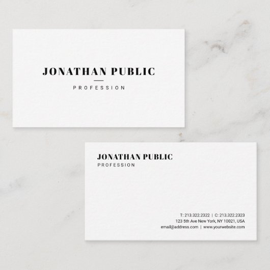 Create Your Own Modern Elegant Minimalist Template Visitekaartje (Voorkant / Achterkant)