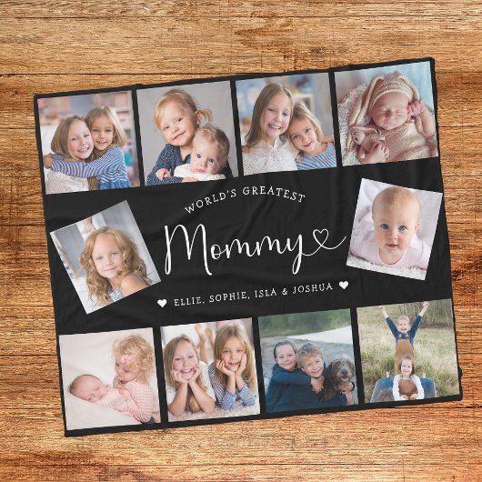 Create Your Own Mommy Photo Collage Modern Fleece Deken
