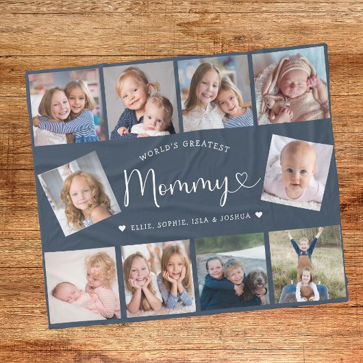 Create Your Own Mommy Photo Collage Modern Fleece Deken