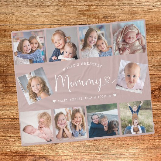 Create Your Own Mommy Photo Collage Modern Fleece Deken