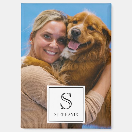 Create your own Monogram, Name and Photo Keepsake Magneet (Voorkant)