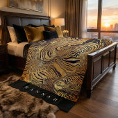 Create your own monogrammed text leopard print fleece deken