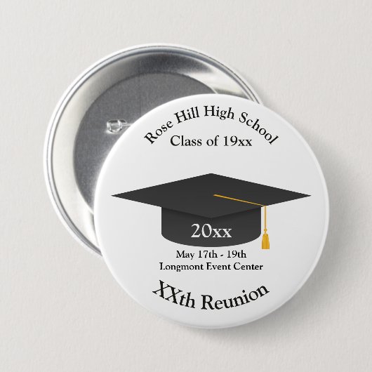 Create-Your-Own Mortarboard Class Reunion Button (Voorkant /achterkant)