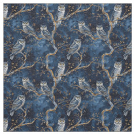Create Your Own Mystical Blue Gold Winter Owls Stof