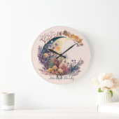 Create Your Own Mystical Floral Crescent Moon Grote Klok (Huis)