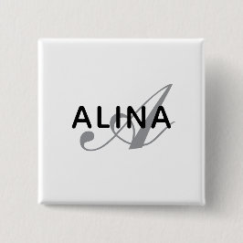 Create Your Own Name Monogram Design 2'' Square Vierkante Button 5,1 Cm
