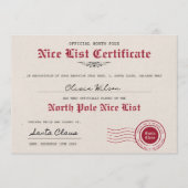 Create your own Nice List Certificate form Santa Kaart (Voorkant)