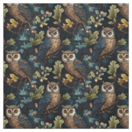 Create Your Own Night Owls Pine Trees Blue Stof