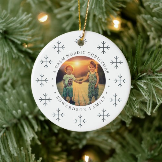 Create your own nordic family photo christmas keramisch ornament (Boom)